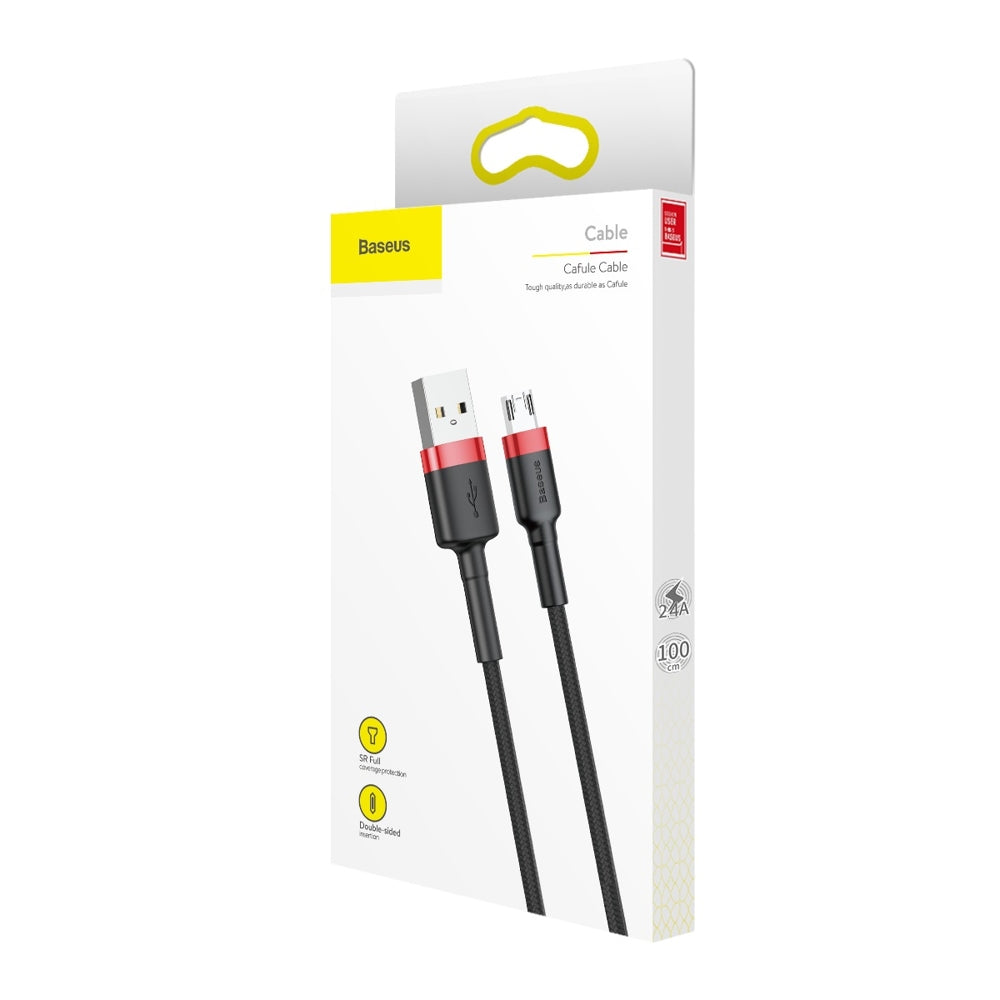 Cabo de carregamento e dados USB-A - microUSB Baseus Cafule, 18W, 1m, vermelho CAMKLF-B91