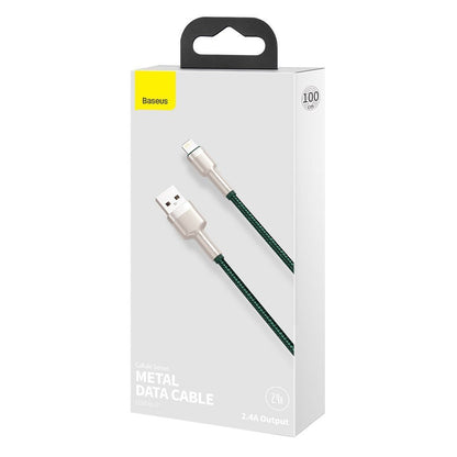 Cabo de Dados e Carregamento USB-A - Lightning Baseus Cafule Metal Series, 18W, 1m, Verde CALJK-A06