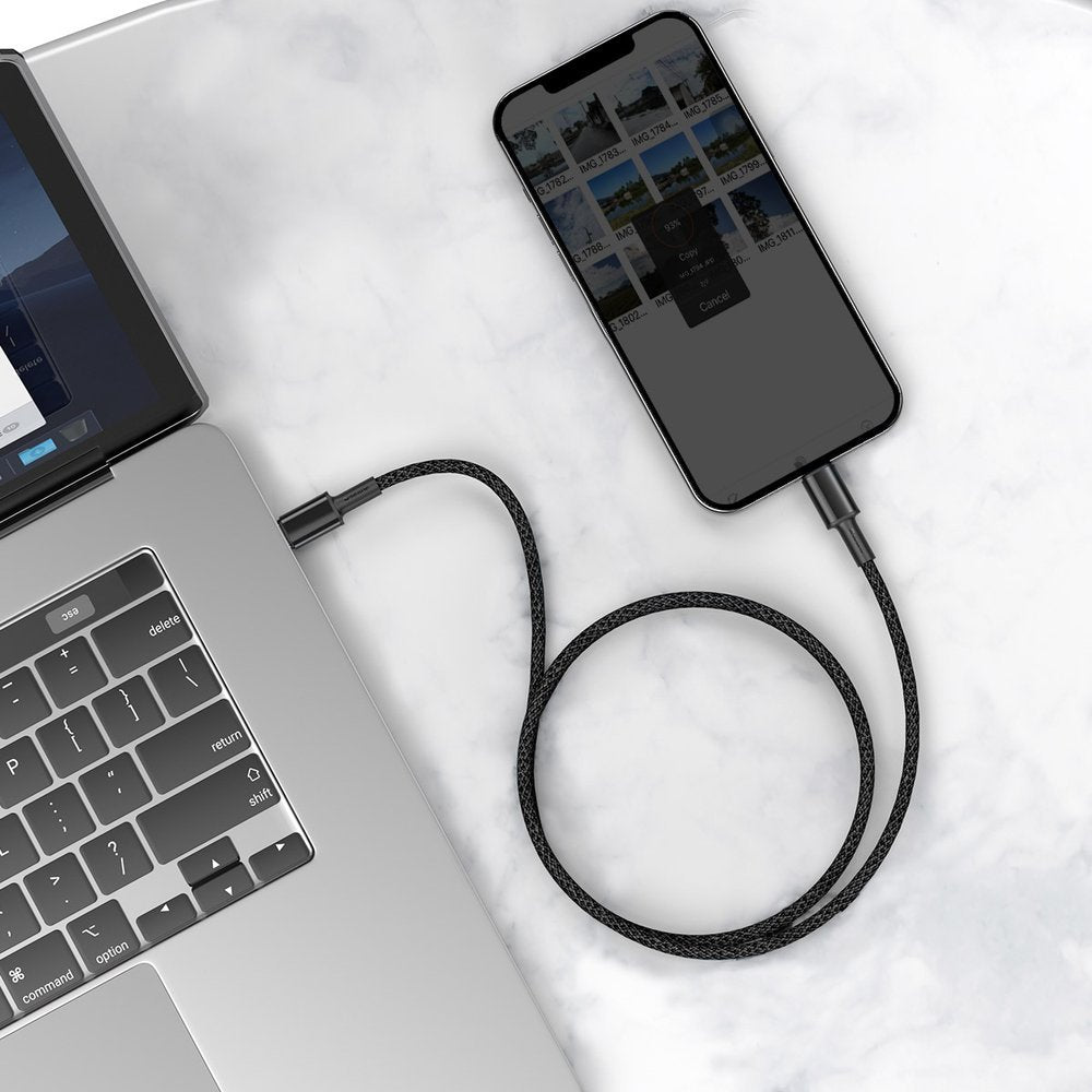 Baseus Cabo trançado de alta densidade USB-C - Lightning para dados e carregamento, 20W, 1m, preto CATLGD-01