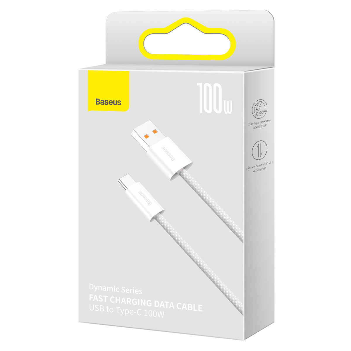 Cabo de carregamento e dados USB-A - USB-C Baseus Dynamic Series, 100W, 2m, Branco CALD000702