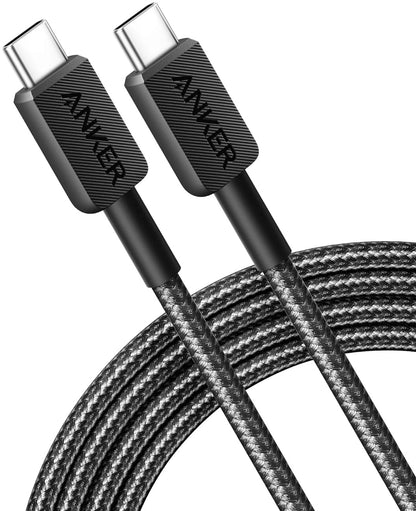 Cabo de Dados e Carregamento USB-C - USB-C Anker 322, 60W, 0.9m, Preto A81F5G11