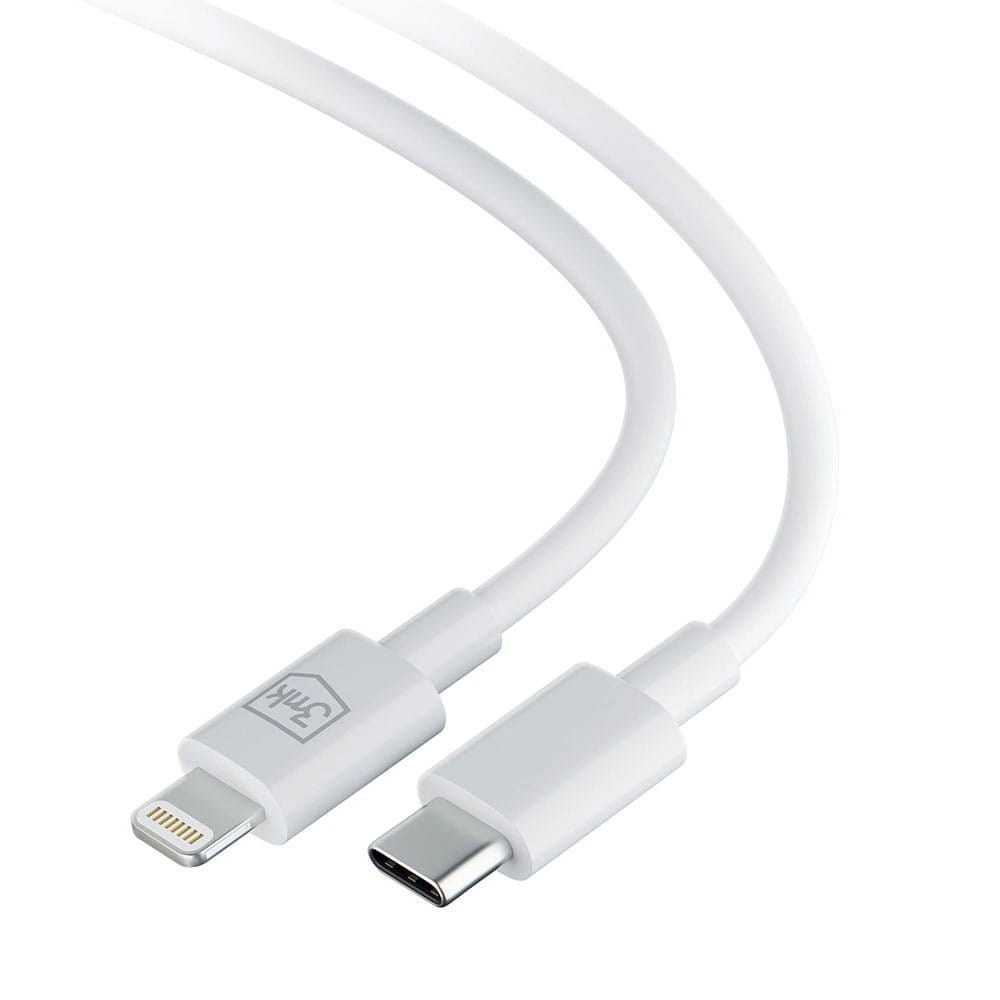 Cabo de carregamento e dados USB-C - Lightning 3MK Hyper, 20W, 1,2 m, branco 