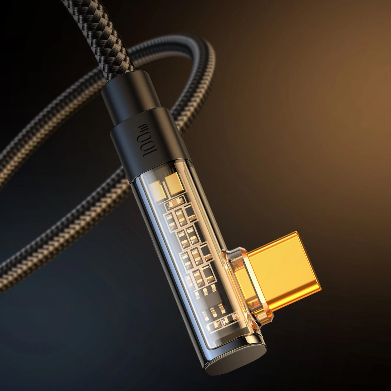 USB-C Data and Charging Cable - USB-C Joyroom S-CC100A6 Angled, 100W, 1.2m, Black