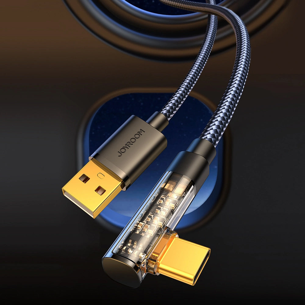 Cabo de Dados e Carregamento USB-A - USB-C Joyroom S-UC027A6 Angled, 60W, 1.2m, Preto