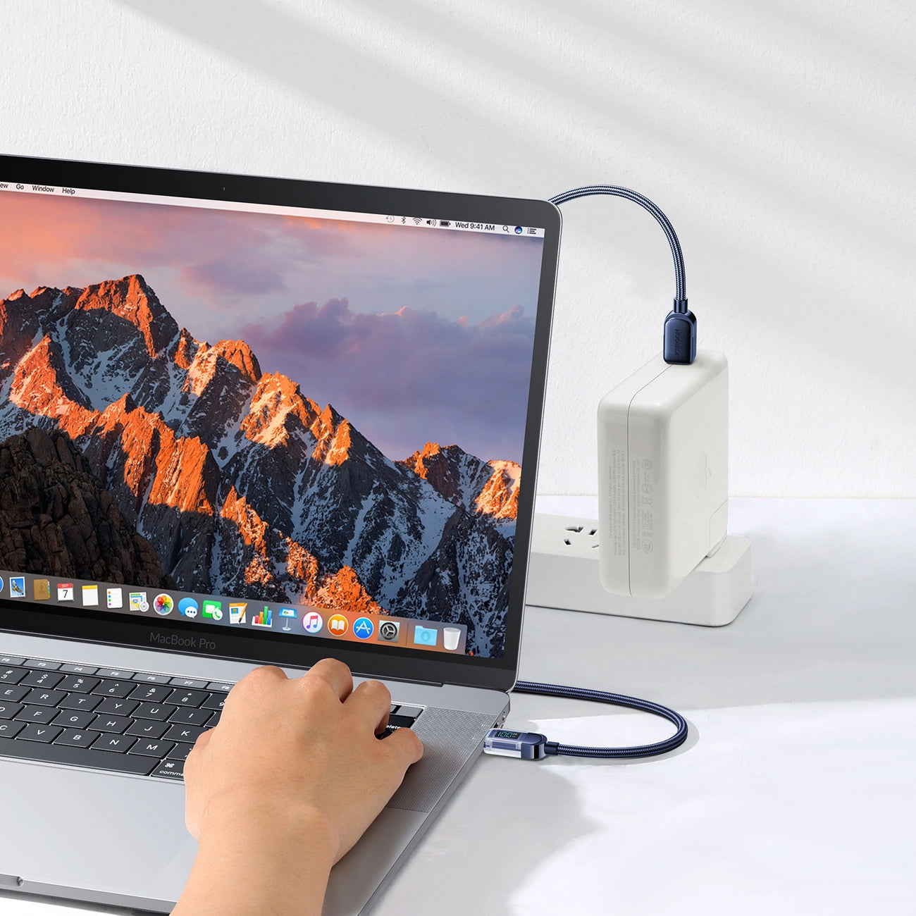Cabo de Dados e Carregamento USB-C - USB-C Joyroom A4 Display, 100W, 1.2m, Azul