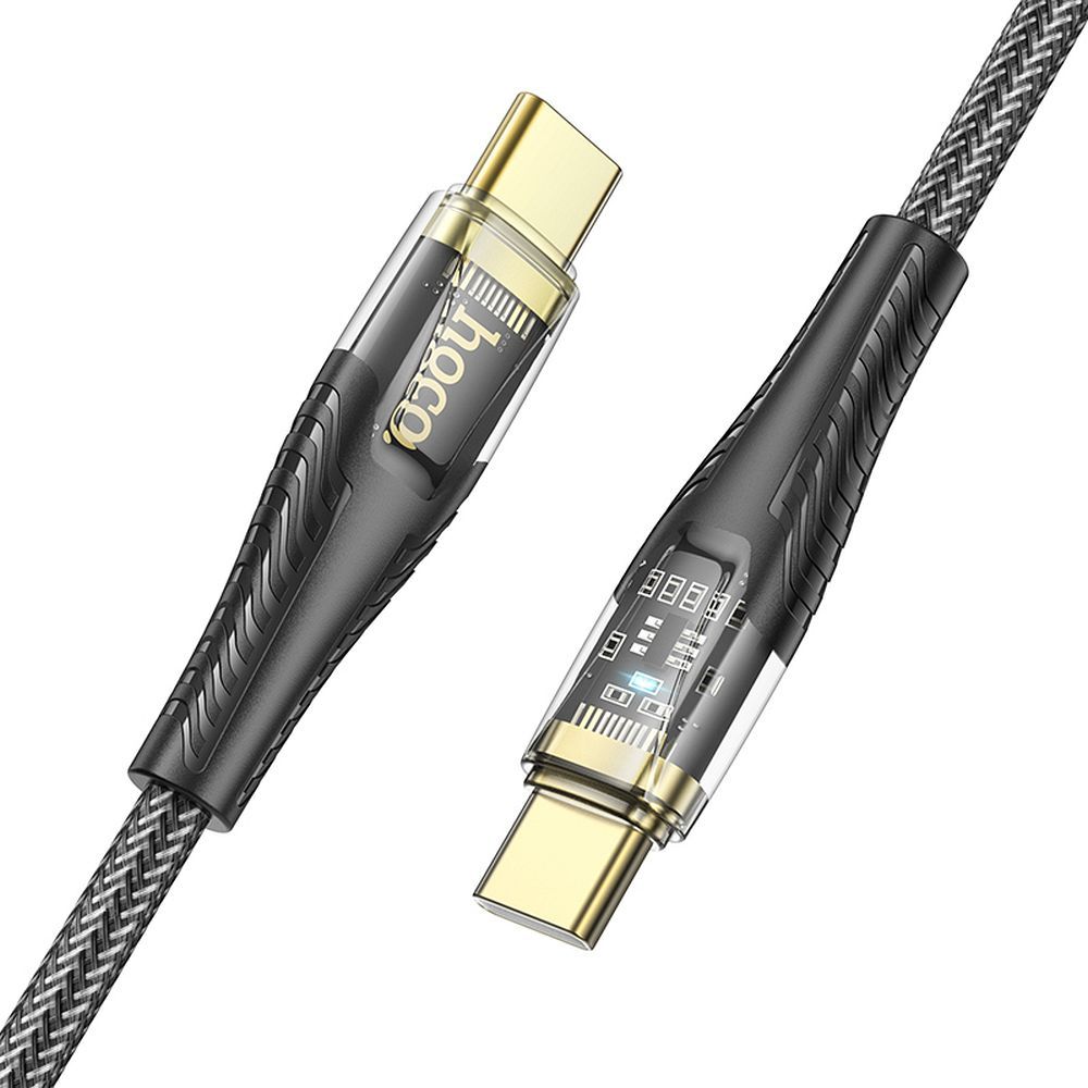 Cabo de Dados e Carregamento USB-C - USB-C HOCO U121, 60W, 1.2m, Preto