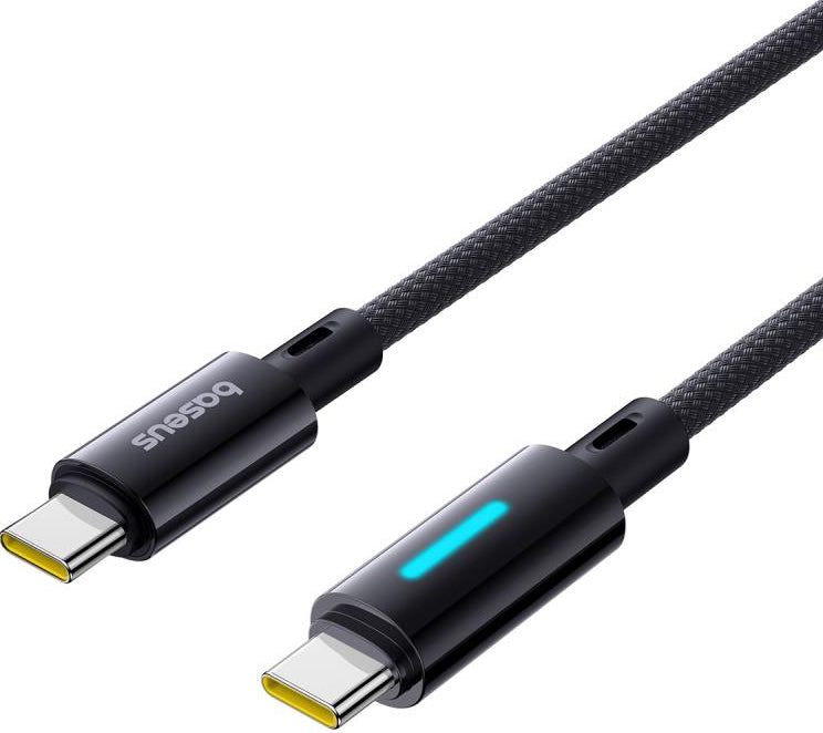 Cabo de Dados e Carregamento USB-C - USB-C Baseus Lit Button Control, 100W, 1m, Preto P10379000121-00