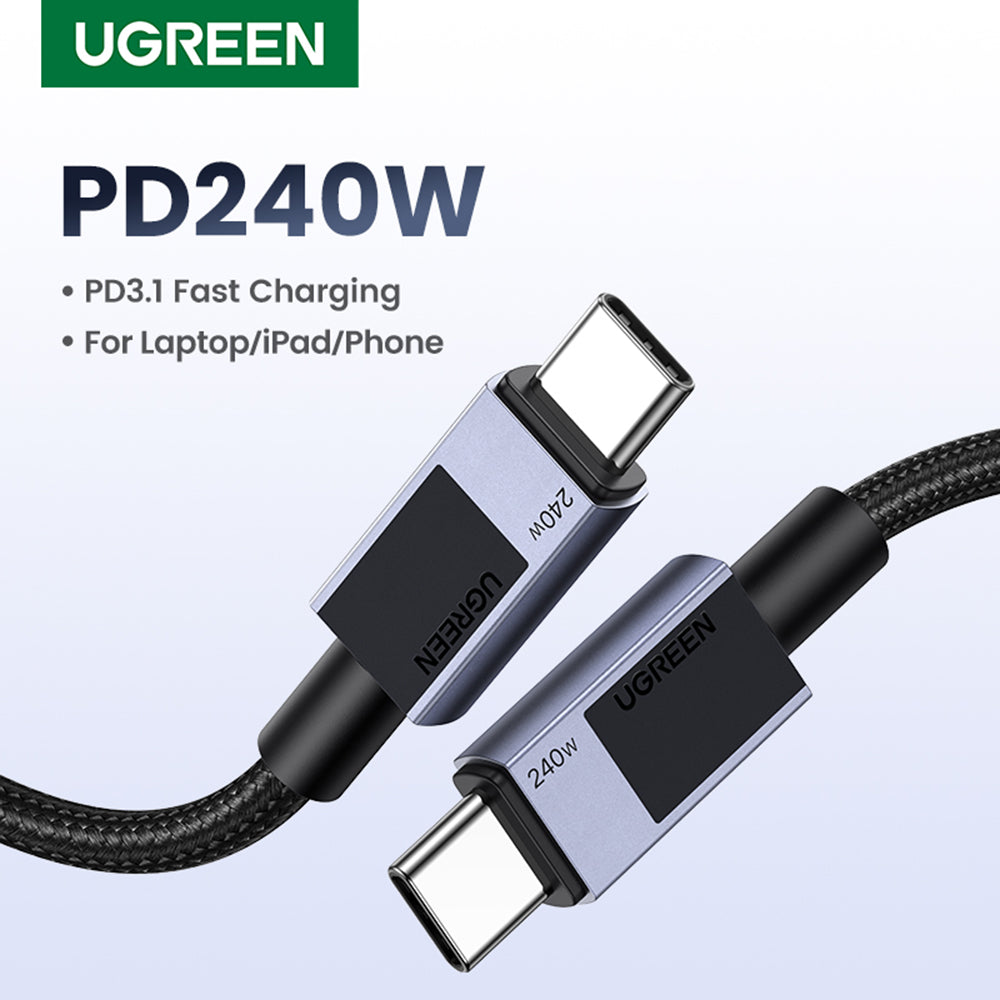 Cabo de Dados e Carregamento USB-C - USB-C UGREEN L513, 240W, 1m, Preto