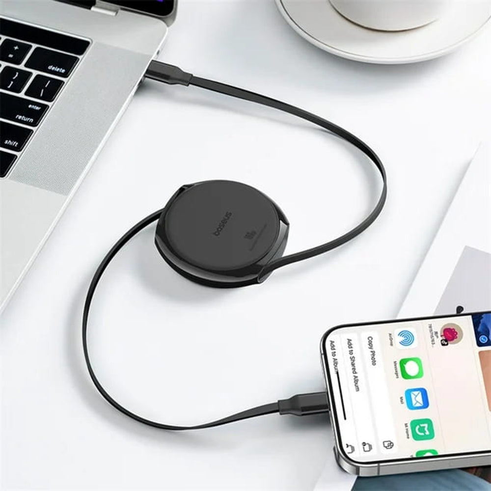 Cabo de Dados e Carregamento USB-C - USB-C Baseus Pathfinder Retractable, 100W, 1m, Preto P10368400111-00