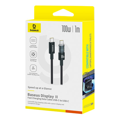 Cabo de Dados e Carregamento USB-C - USB-C Baseus Display 2, 100W, 1m, Preto P10382702121-00