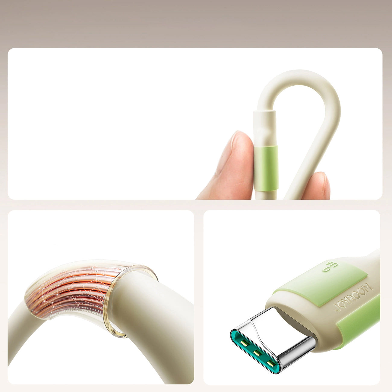 Cabo de Dados e Carregamento USB-A - USB-C Joyroom S-A53, 30W, 2m, Bege