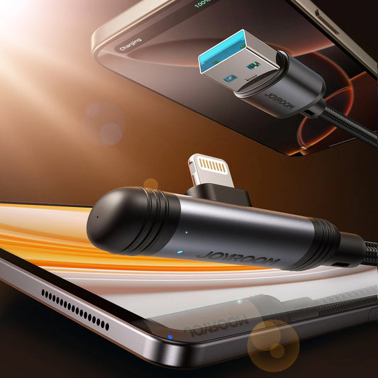 Cabo de Dados e Carregamento USB-A - Lightning Joyroom S-A56 EnjoyX Angled, 18W, 1.2m, Preto