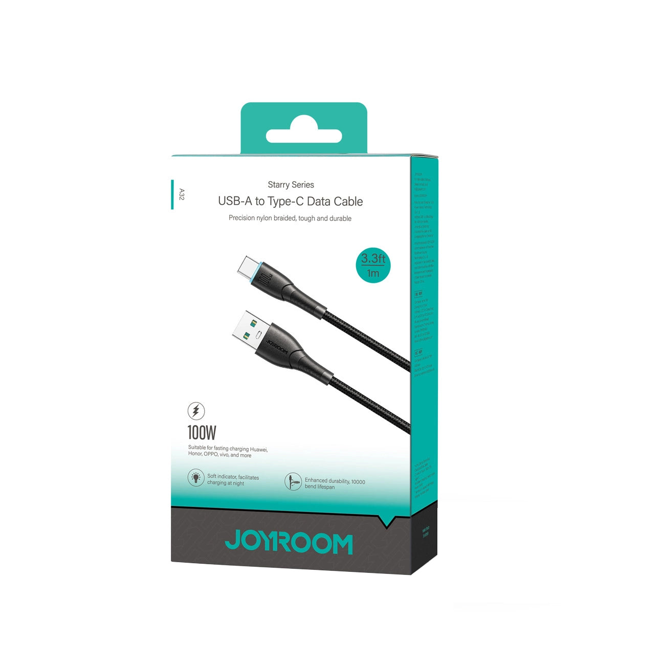 Cabo de Dados e Carregamento USB-A - USB-C Joyroom S-A32, 100W, 1m, Preto