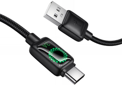 USB-A to USB-C Data and Charging Cable HOCO U146, 36W, 1.2m, Black