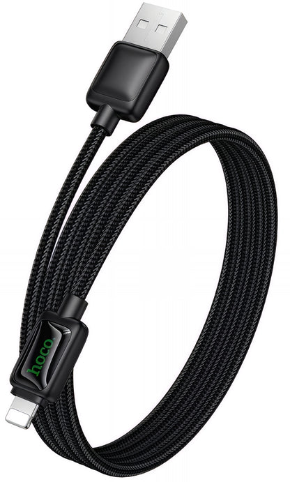 Cabo de Dados e Carregamento USB-A - Lightning HOCO U146, 12W, 1.2m, Preto