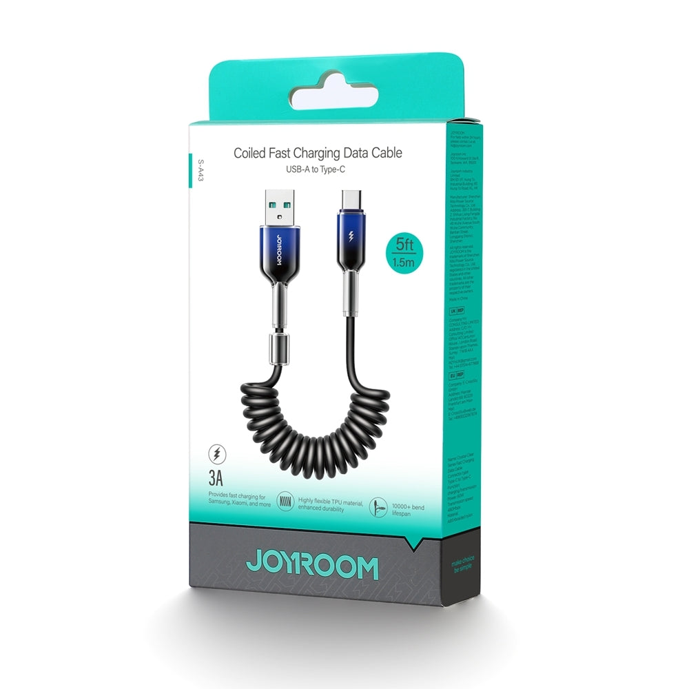 Cabo de Dados e Carregamento USB-A - USB-C Joyroom S-A43 Crystal, 60W, 1.5m, Preto