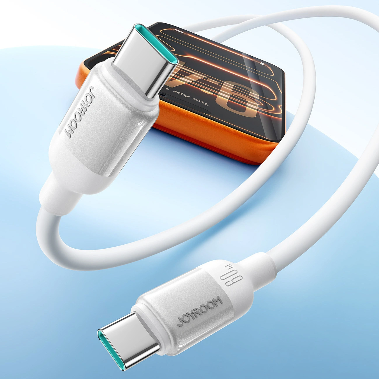 Cabo de Dados e Carregamento USB-C - USB-C Joyroom S-A62 Lively, 60W, 1,2m, Branco