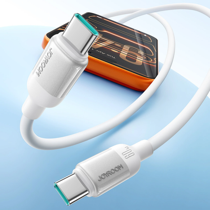 Cabo de Dados e Carregamento USB-C - USB-C Joyroom S-A62 Lively, 60W, 1,2m, Branco