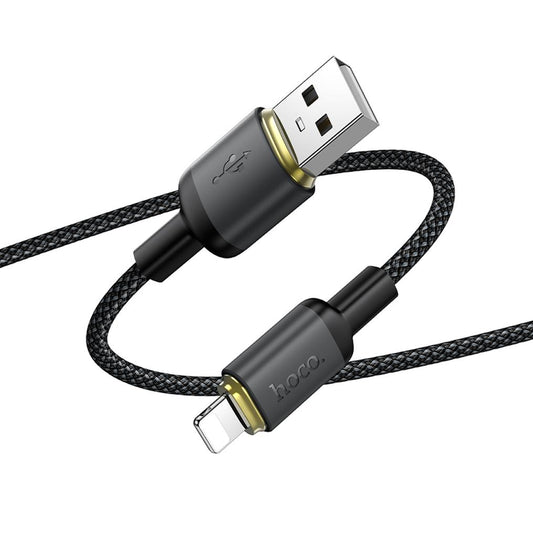 Cabo de Dados e Carregamento USB-A - Lightning HOCO X128 Benefit, 12W, 1m, Preto