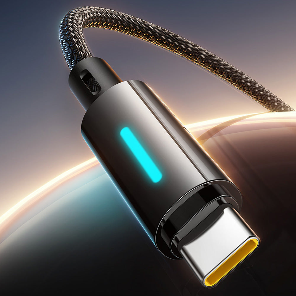 Cabo de Dados e Carregamento USB-A - USB-C Baseus Lit Button Control, 100W, 2m, Preto P10379002121-01