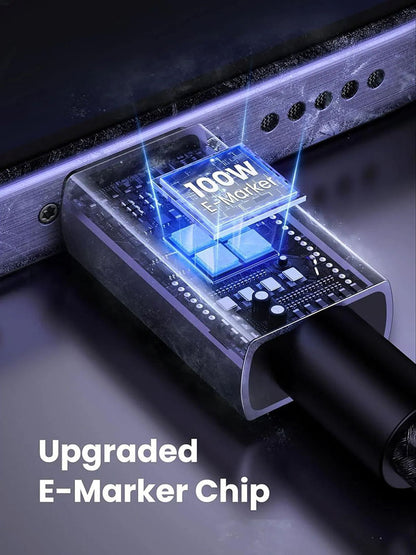 Cabo de Dados e Carregamento USB-C - USB-C UGREEN L512, 100W, 0.5m, Cinzento