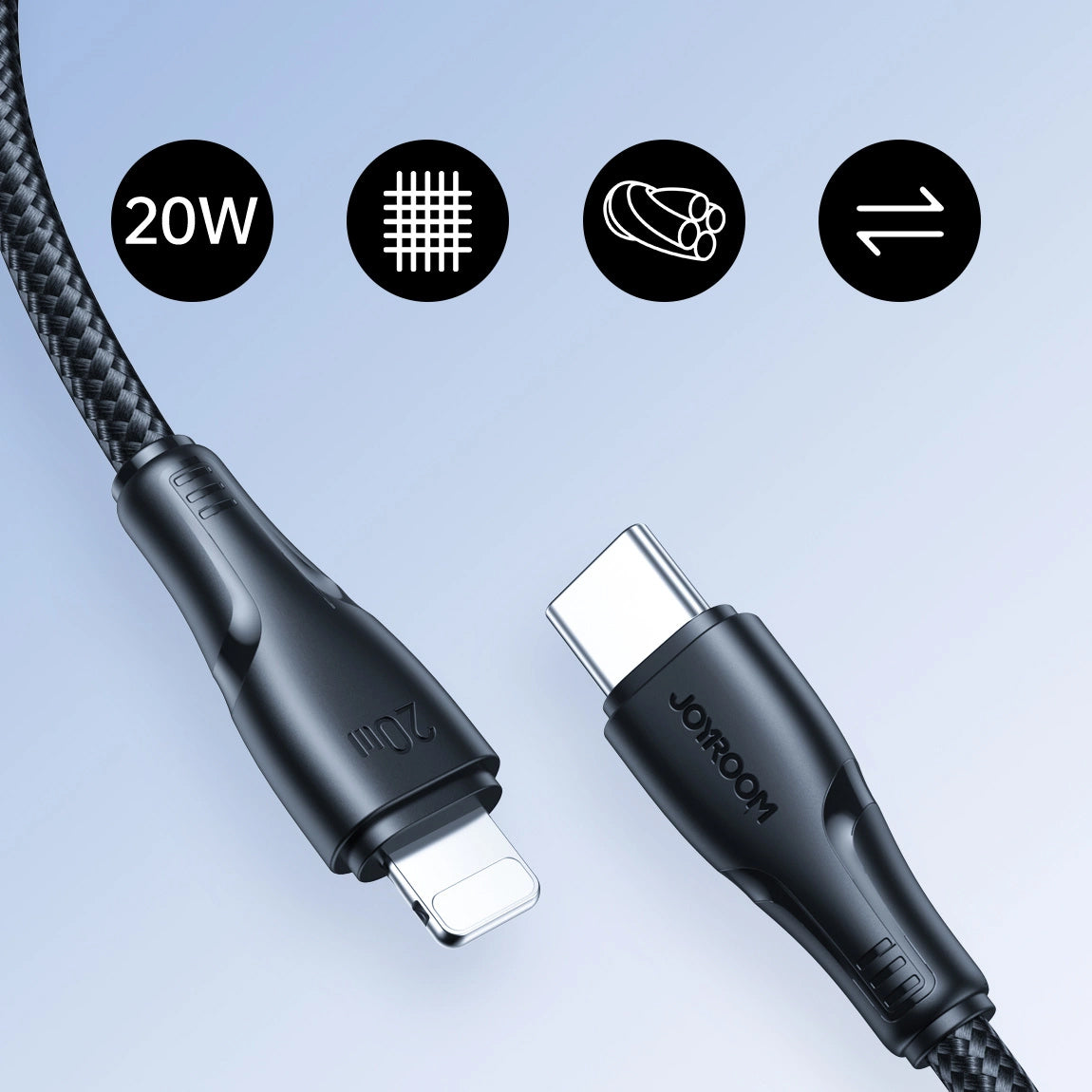 Cabo de Dados e Carregamento USB-C - Lightning Joyroom S-A11, 20W, 1.2m, Preto