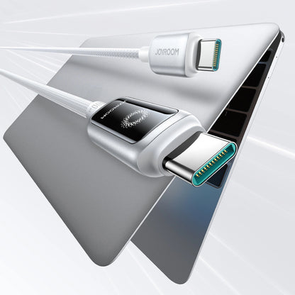 Cabo de Dados e Carregamento USB-C - USB-C Joyroom S-A55 StarFlight Display, 100W, 1.2m, Branco