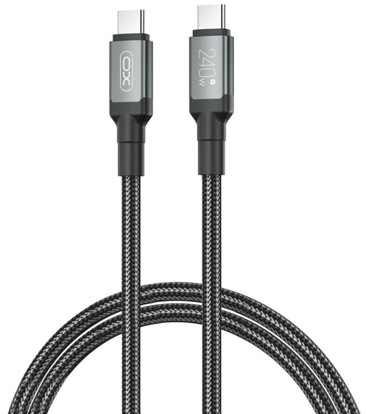Cabo de Dados e Carregamento USB-C - USB-C XO Design NB-Q264A, 240W, 1m, Preto