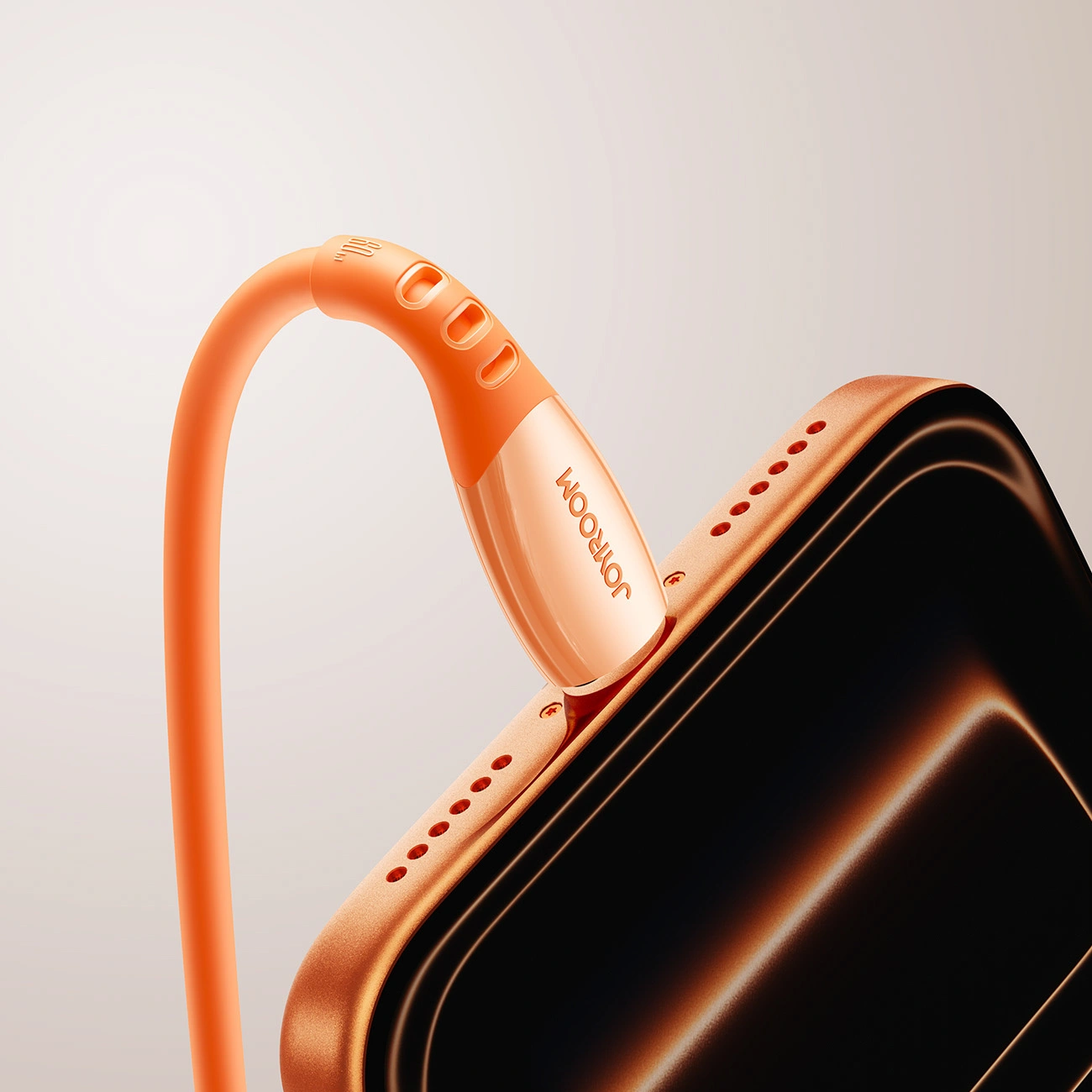 Cabo de Dados e Carregamento USB-C - USB-C Joyroom S-A59 Vibrant, 60W, 1.2m, Laranja