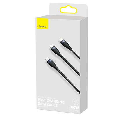 Cabo de Dados e Carregamento USB-C - Lightning / USB-C Baseus Flash Series 2in1, 100W, 1.2m, Preto CA1T2-F01