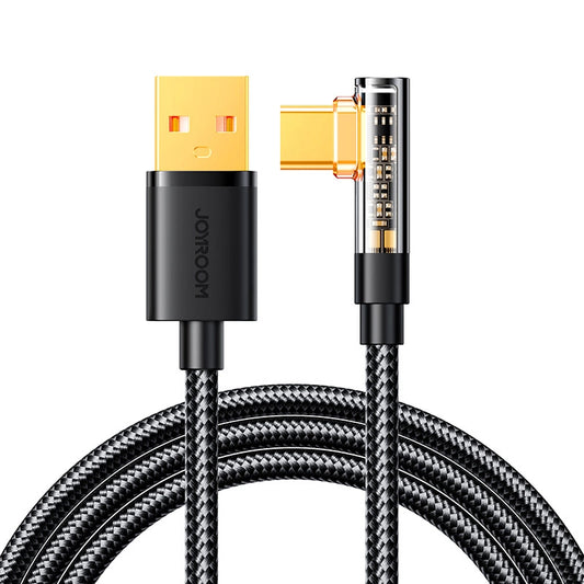 Cabo de Dados e Carregamento USB-A - USB-C Joyroom S-UC027A6 Angled, 60W, 1.2m, Preto