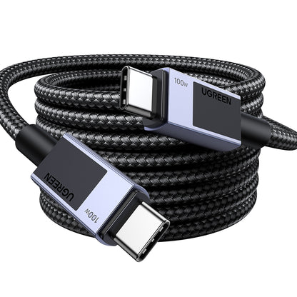 Cabo de Dados e Carregamento USB-C - USB-C UGREEN L512, 100W, 3m, Cinzento