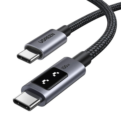 Cabo de Dados e Carregamento USB-C - USB-C UGREEN L509, 100W, 2m, Cinzento