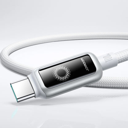 Cabo de Dados e Carregamento USB-C - USB-C Joyroom S-A55 StarFlight Display, 100W, 1.2m, Branco