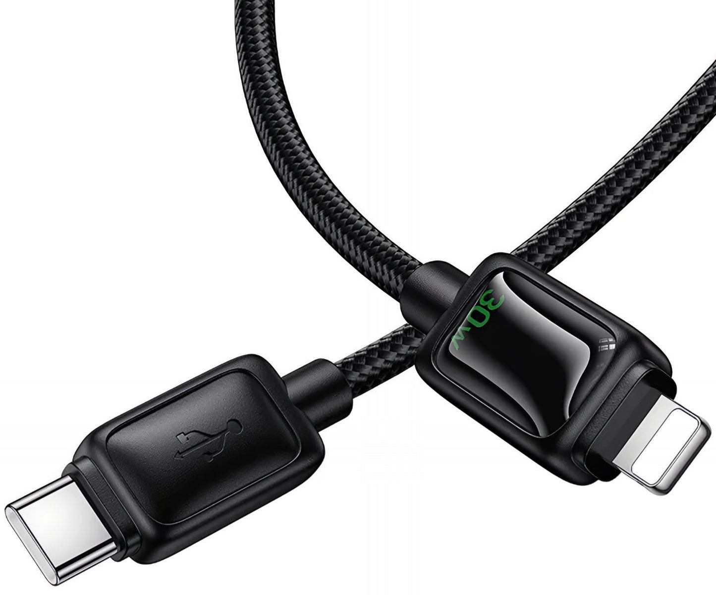 Cabo de Dados e Carregamento USB-C - Lightning HOCO U146, 30W, 1.2m, Preto