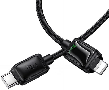 Cabo de Dados e Carregamento USB-C - Lightning HOCO U146, 30W, 1.2m, Preto