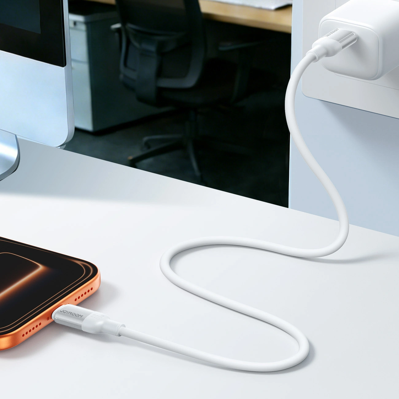 Cabo de Dados e Carregamento USB-C - USB-C Joyroom S-A62 Lively, 60W, 1,2m, Branco