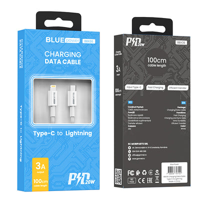 Cabo de carregamento e dados USB-C - Lightning BLUE Power BBX36, 18W, 1m, branco