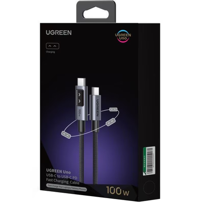 Cabo de Dados e Carregamento USB-C - USB-C UGREEN L509, 100W, 1m, Cinzento