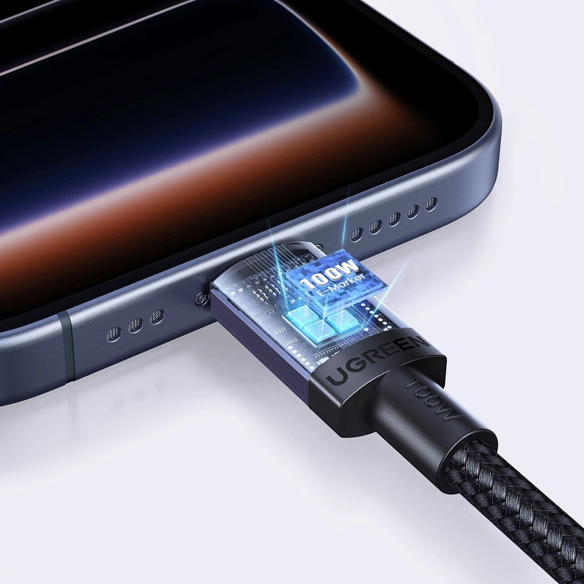 Cabo de Dados e Carregamento USB-C - USB-C UGREEN, 100W, 1m, Preto