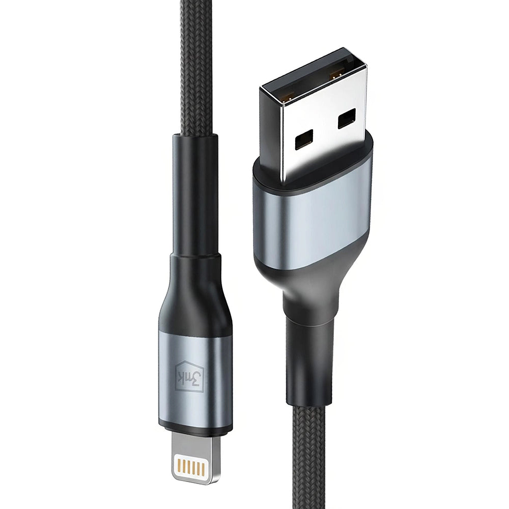 Cabo de Dados e Carregamento USB-A - Lightning 3MK Hyper N, 12W, 1m, Preto