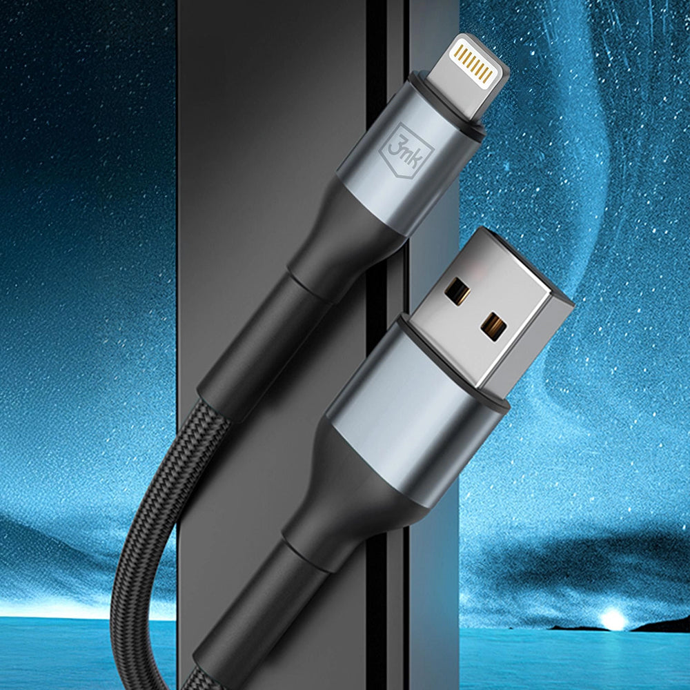Cabo de Dados e Carregamento USB-A - Lightning 3MK Hyper N, 12W, 1m, Preto