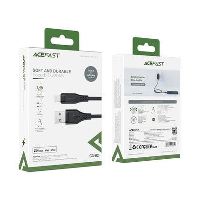 Cabo de Dados e Carregamento USB-A - Lightning Acefast C3-02, 18W, 1.2m, Preto
