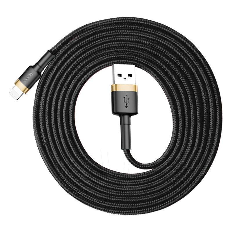 Cabo de Dados e Carregamento USB-A - Lightning Baseus Cafule, 18W, 2m, Dourado CALKLF-CV1