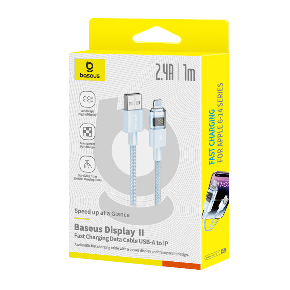 Cabo de Dados e Carregamento USB-A - Lightning Baseus Display 2, 12W, 1m, Azul P10382700311-00