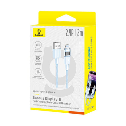 Cabo de Dados e Carregamento USB-A - Lightning Baseus Display 2, 12W, 2m, Azul P10382700311-01