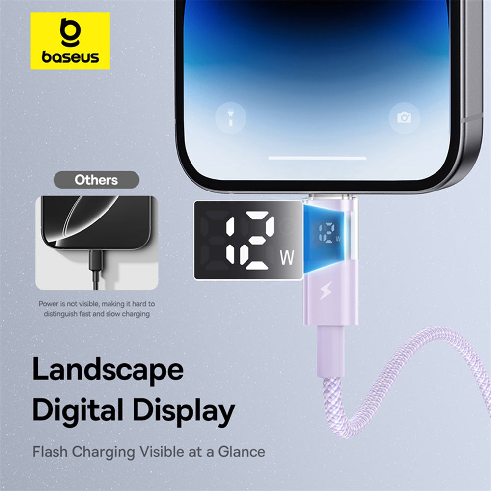 Cabo de Dados e Carregamento USB-A - Lightning Baseus Display 2, 12W, 1m, Roxo P10382700511-00