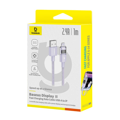 Cabo de Dados e Carregamento USB-A - Lightning Baseus Display 2, 12W, 1m, Roxo P10382700511-00