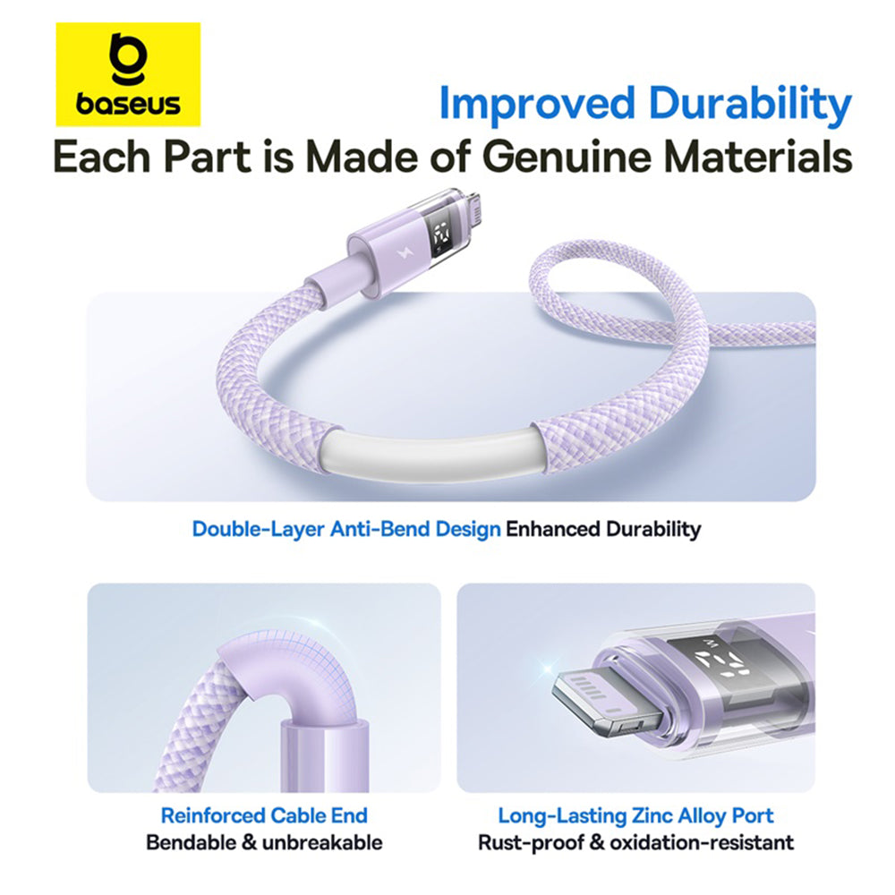 Cabo de Dados e Carregamento USB-A - Lightning Baseus Display 2, 12W, 2m, Roxo P10382700511-01