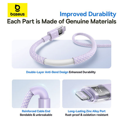 Cabo de Dados e Carregamento USB-A - Lightning Baseus Display 2, 12W, 2m, Roxo P10382700511-01